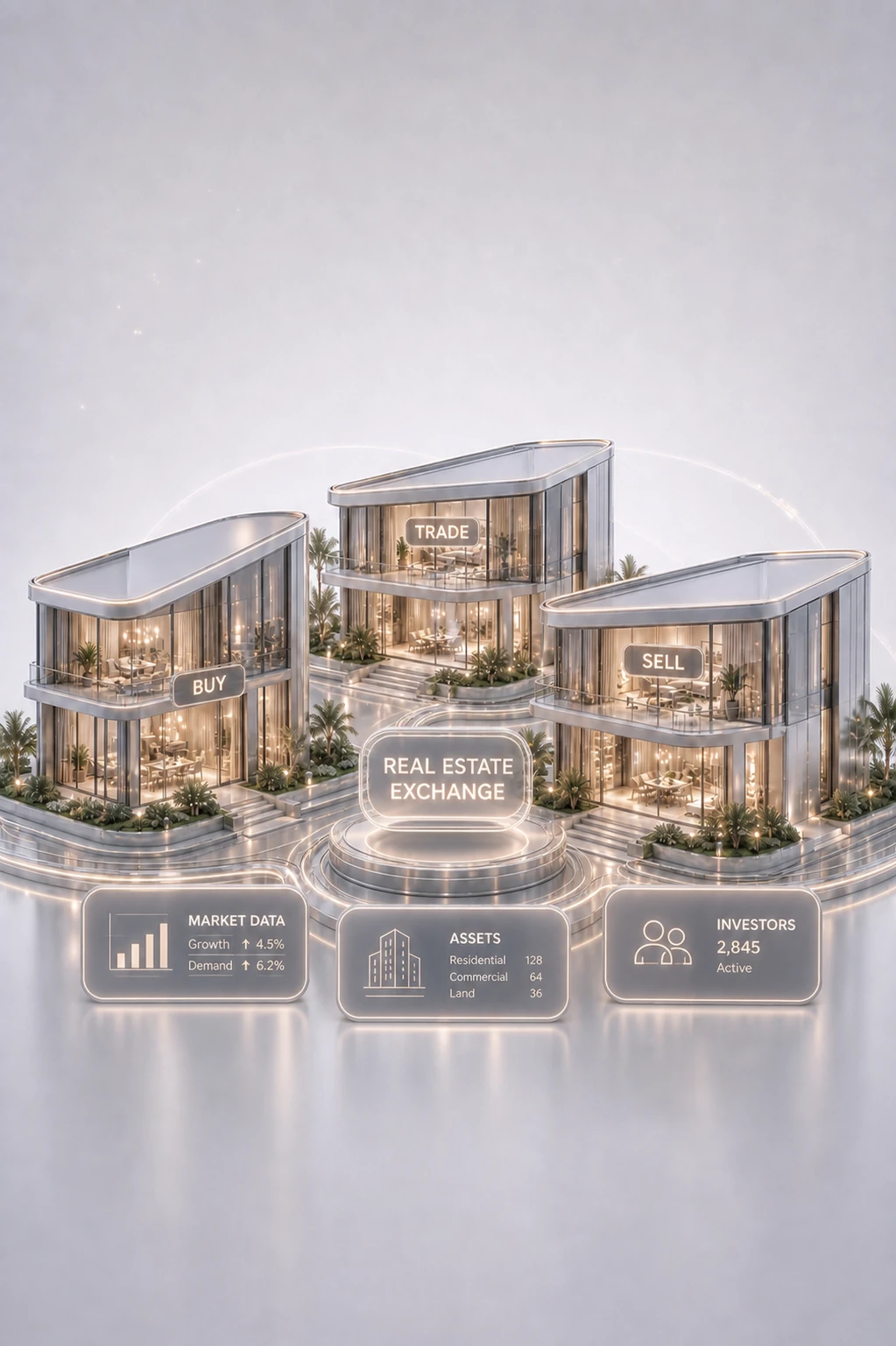 RealEstateExchange modern commercial architectural towers and property investment